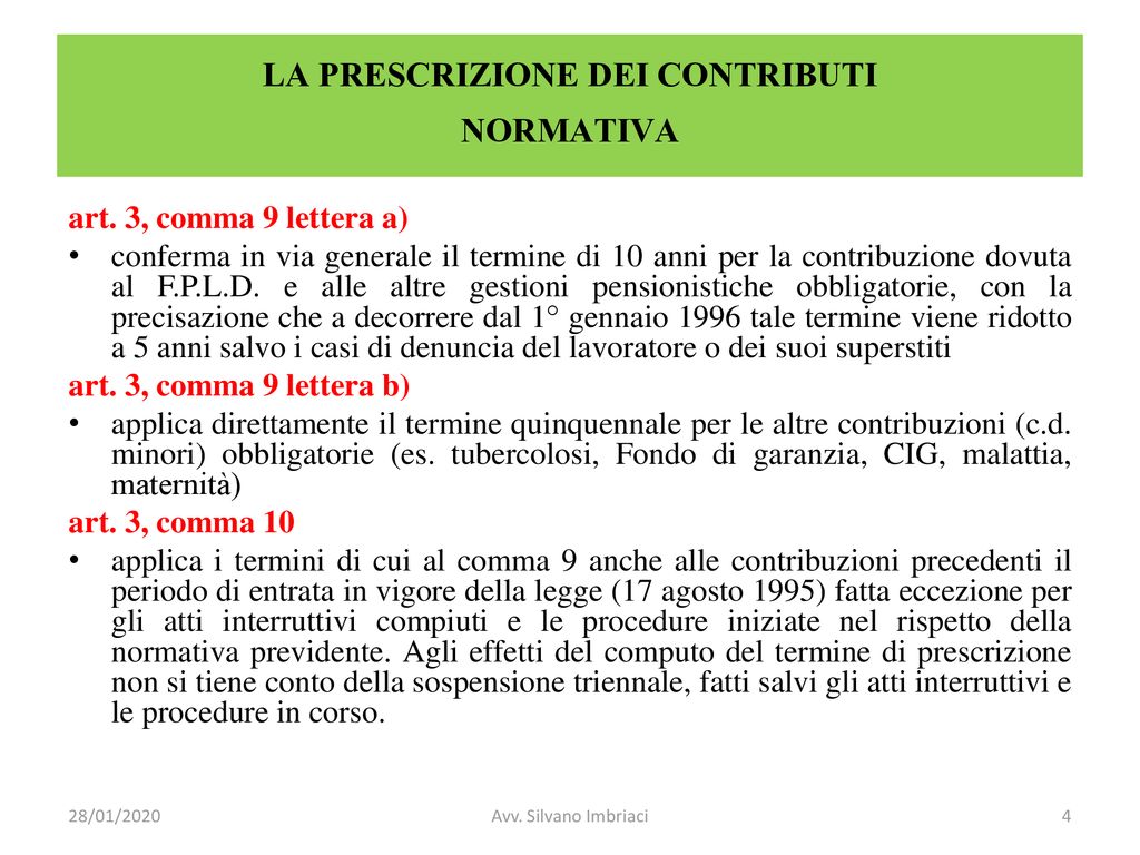 La Prescrizione Dei Contributi Previdenziali Ppt Scaricare